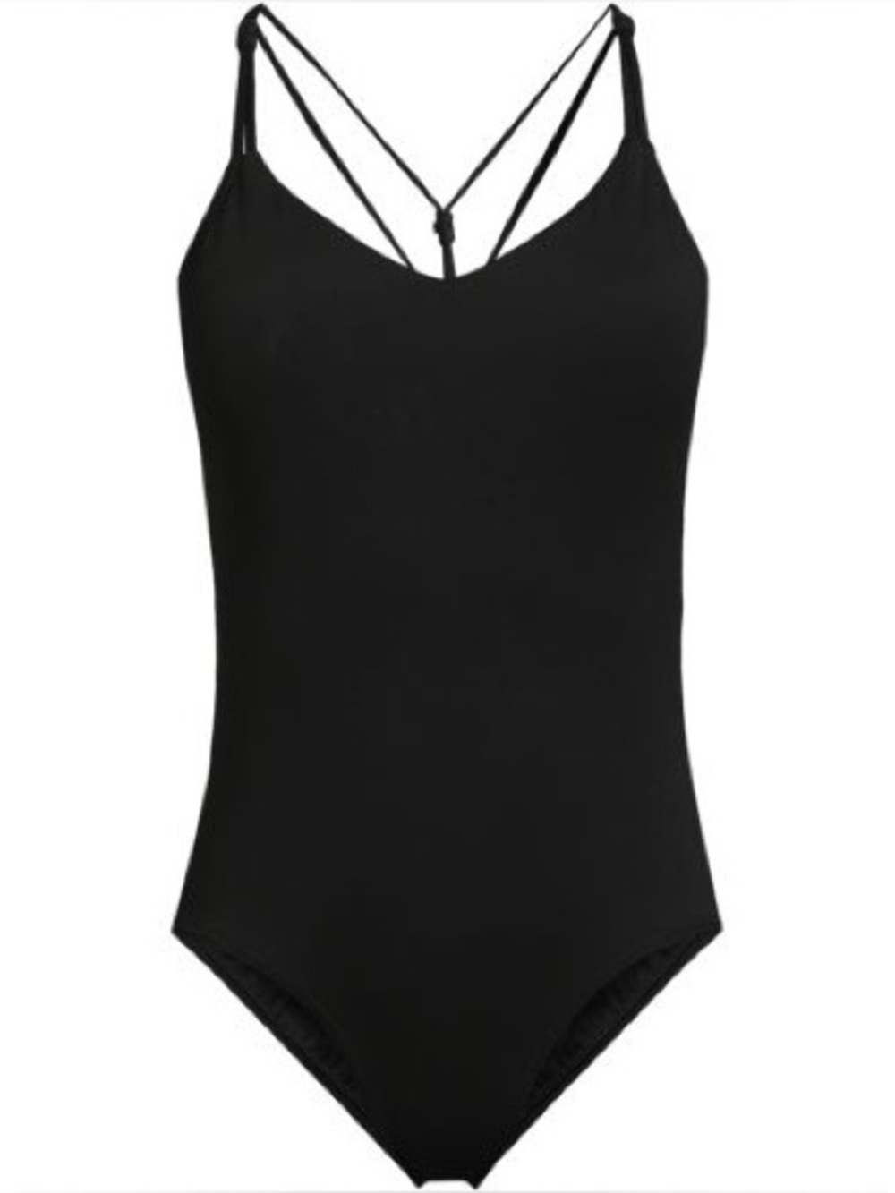 Lands' End Black Long Torso One-Piece Swimsuit with Strappy Back